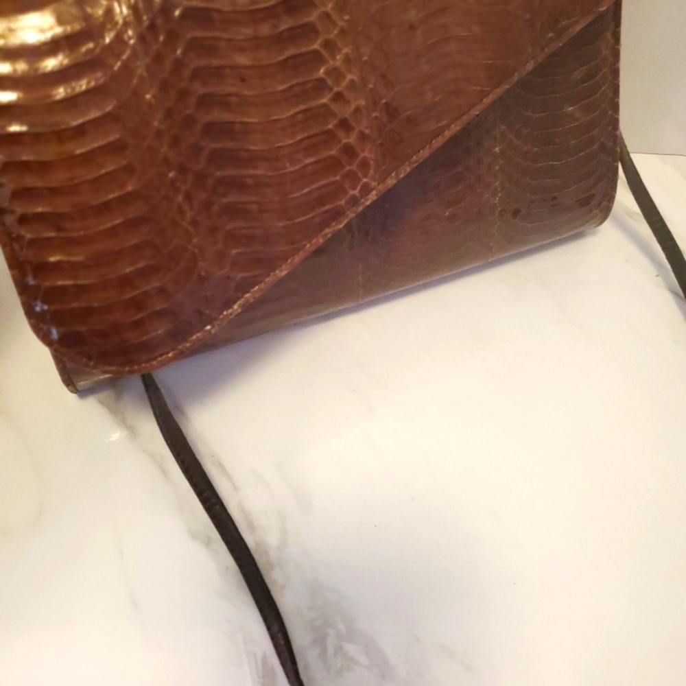 BROWN SNAKESKIN SHOULERBAG / CLUTCH BY ANNE MARINO